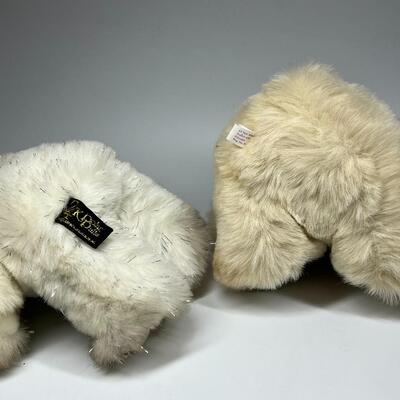 Pair of Fluffy White Teddy Bear Plush Stuffed Animals