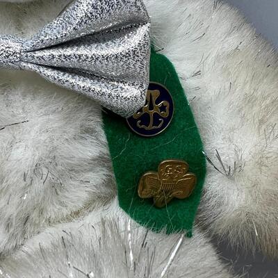 Pair of Fluffy White Teddy Bear Plush Stuffed Animals