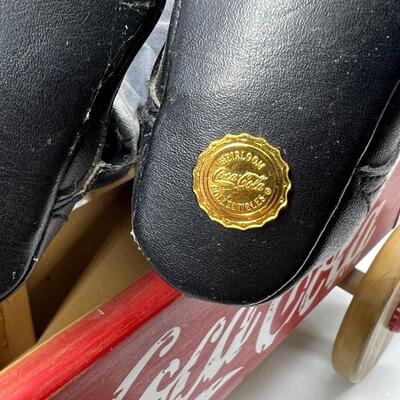 Retro Franklin Mint Heirloom Coca Cola Teddy Bear Collectible Cubby & Wagon