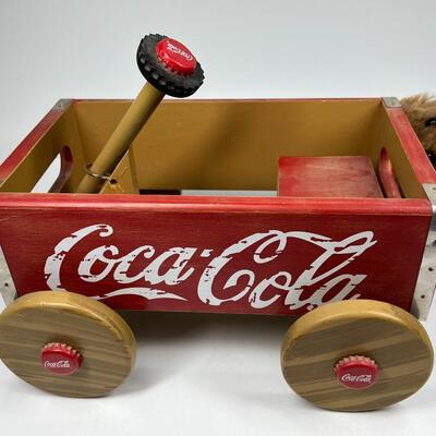 Retro Franklin Mint Heirloom Coca Cola Teddy Bear Collectible Cubby & Wagon