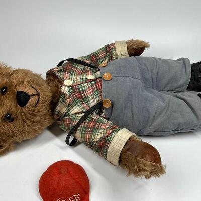 Retro Franklin Mint Heirloom Coca Cola Teddy Bear Collectible Cubby & Wagon
