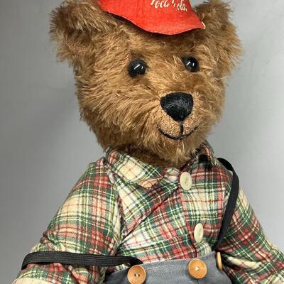 Retro Franklin Mint Heirloom Coca Cola Teddy Bear Collectible Cubby & Wagon
