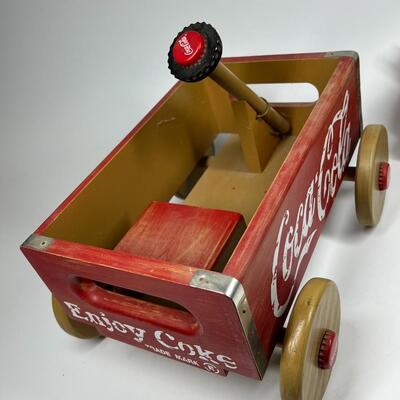 Retro Franklin Mint Heirloom Coca Cola Teddy Bear Collectible Cubby & Wagon