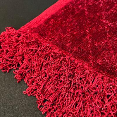 Chenille Scarf or Runner Red Cranberry Color