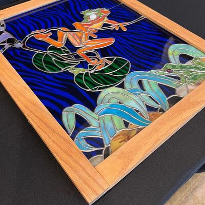 Stain Glass Frogs Panel By Ben Suta Dated 2004