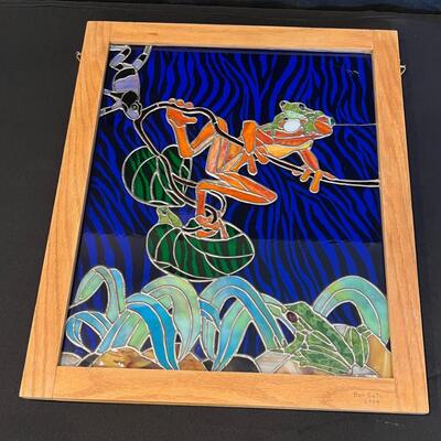 Stain Glass Frogs Panel By Ben Suta Dated 2004