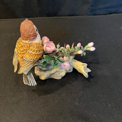 Bohm Bird Figurine w/ Pink Flowers on twig