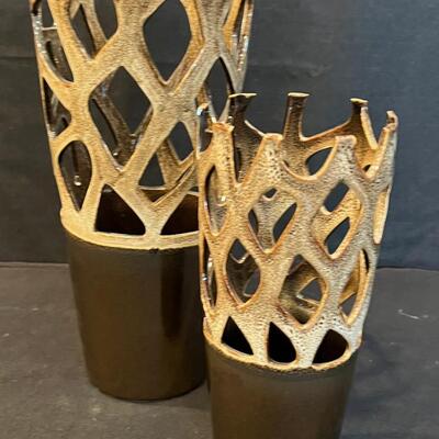 Pair of Ceramic Vases  Modern Brown. 