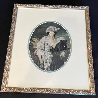 Framed Tapestry of Horse & Lady
