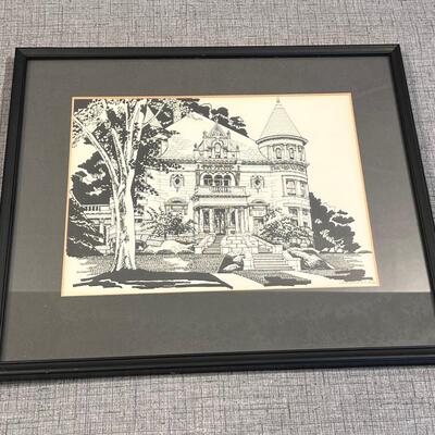 Second, C R Manzano Print of Ink Drawing of an Old House 
