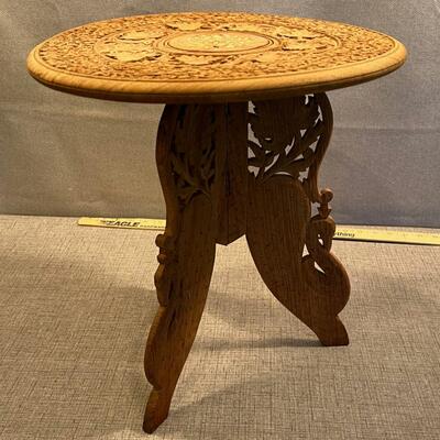 Carved Indian Inlay Table, Weathered