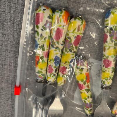Partial Set of Floral Patterned Plastic Handle 