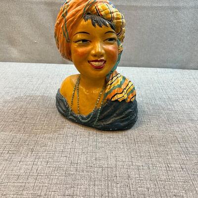 1920's Chalkware Bust of Woman Possibly by Ester Hunt