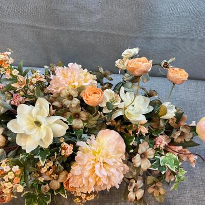 Peach Toned Silk Flower Arrangement Centerpiece