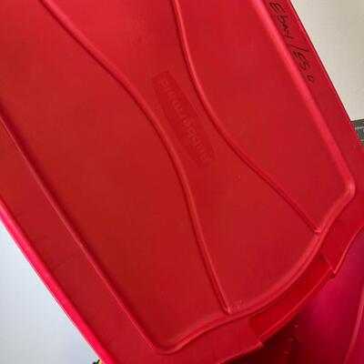 2- Red 21-Gallon Tubs with Lids