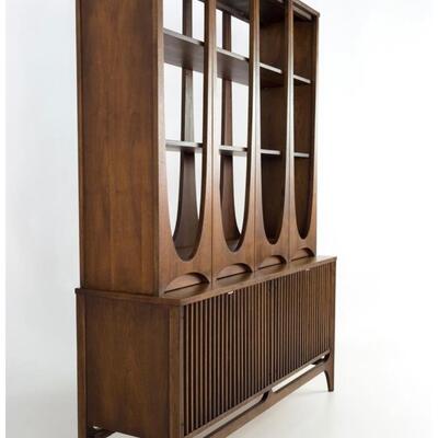 Broyhill Brasilia Mid Century Walnut Room Divider Wall Unit Shelving