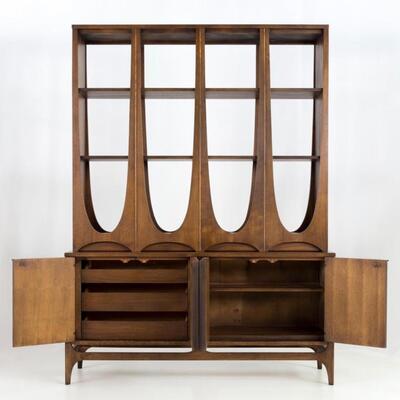 Broyhill Brasilia Mid Century Walnut Room Divider Wall Unit Shelving