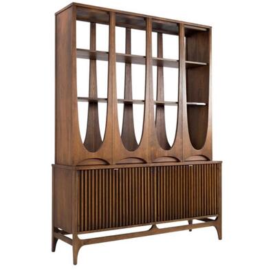 Broyhill Brasilia Mid Century Walnut Room Divider Wall Unit Shelving