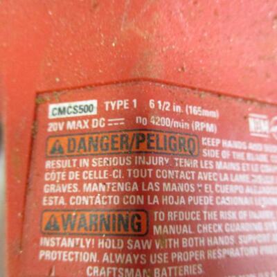 Craftsman CMCS500 20-volt 6-1/2 in. Cordless Circular Saw With Battery