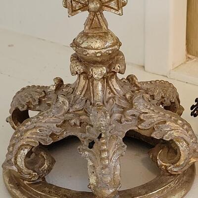 Lot 64: (2) Crowns - one gold gilt religious crown and the other handmade metal