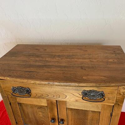 Antique Wood Rolling Cabinet