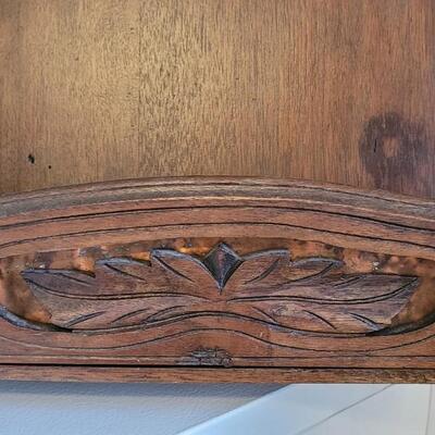 Lot 67: Antique Handcarved Wood Pocket with Copper Lining