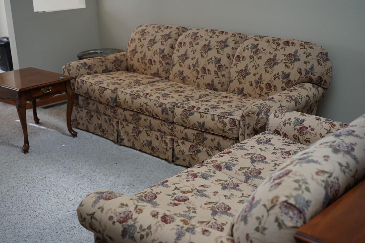 FLORAL SOFA AND MATCHING LOVESEAT