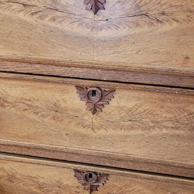 Lot 73: Antique Dresser featuring Marble Top and Original Key
