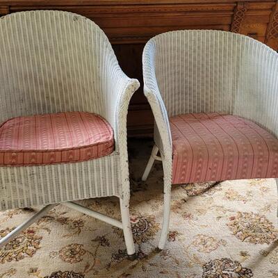 Lot 74: (2) Antique/Vintage White Wicker Chairs