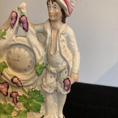 Vintage English Staffordshire Pottery with Scottish Couple and Clock Figurine