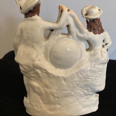 Vintage English Staffordshire Pottery with Scottish Couple and Clock Figurine