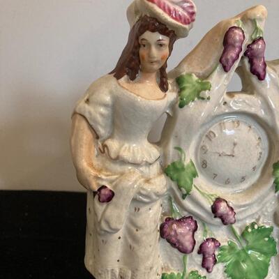 Vintage English Staffordshire Pottery with Scottish Couple and Clock Figurine