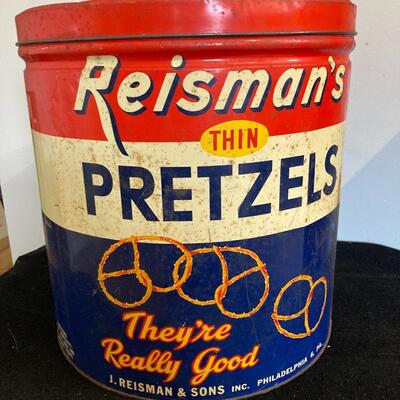 Reismanâ€™s PRETZELS Large Advertising Tin