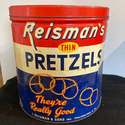 Reismanâ€™s PRETZELS Large Advertising Tin