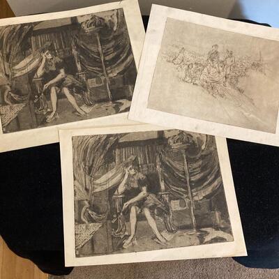 Collection of 3 Antique Engravings 13â€ x 11â€