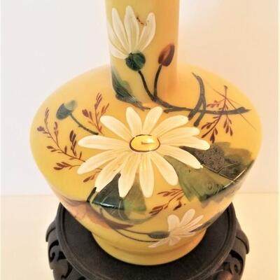 Lot #75  Pretty Painted Antique Vase on Stand