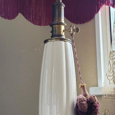Lot 81: Vintage Lamp With Fringe Lamp Shade