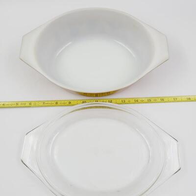 VINTAGE PYREX AMERICANA GOLD OVAL BAKING DISH W/ LID