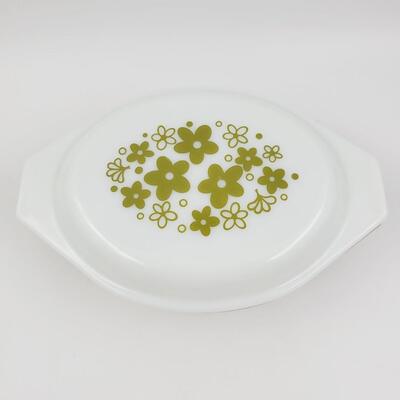 VINTAGE PYREX SPRING BLOSSOM OVAL BAKING DISH W/ LID