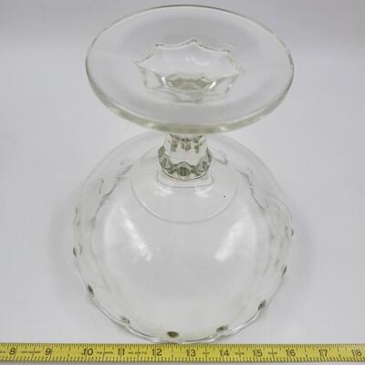 VINTAGE CLEAR INDIANA GLASS CO PEDESTAL BOWL