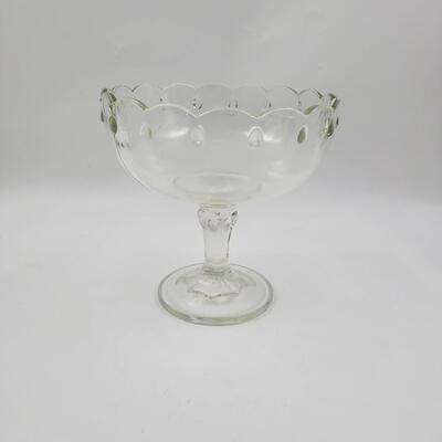 VINTAGE CLEAR INDIANA GLASS CO PEDESTAL BOWL