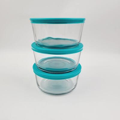 ANCHOR HOCKING LIDDED GLASS STORAGE CONTAINER SET