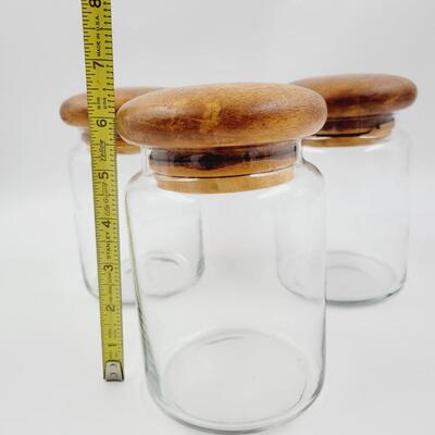 WOODEN TOP CANISTER CONTAINERS 3PC
