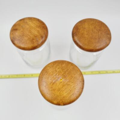 WOODEN TOP CANISTER CONTAINERS 3PC