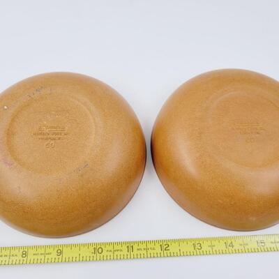 VINTAGE ELLINGERS AGATIZED WOOD BOWL SET  2pc