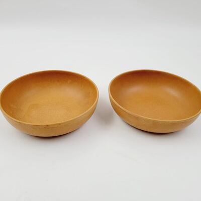 VINTAGE ELLINGERS AGATIZED WOOD BOWL SET  2pc