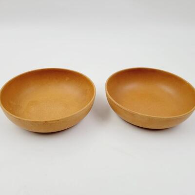 VINTAGE ELLINGERS AGATIZED WOOD BOWL SET  2pc