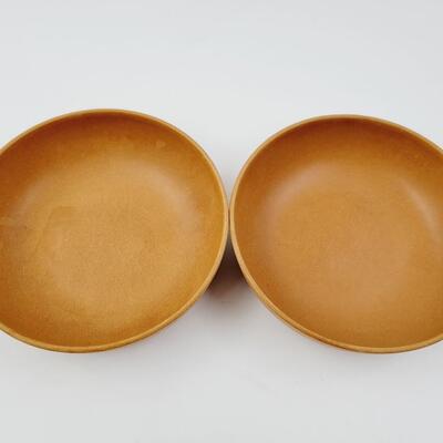 VINTAGE ELLINGERS AGATIZED WOOD BOWL SET  2pc