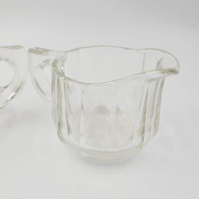 ART DECO STYLE GLASS CREAM & SUGAR SERVERS