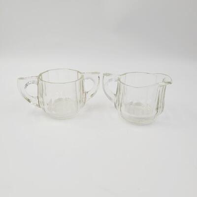 ART DECO STYLE GLASS CREAM & SUGAR SERVERS